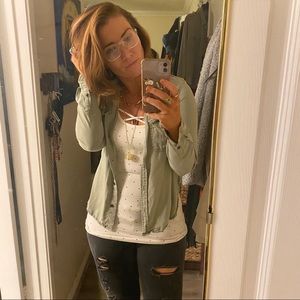 Light army green boyfriend shirt